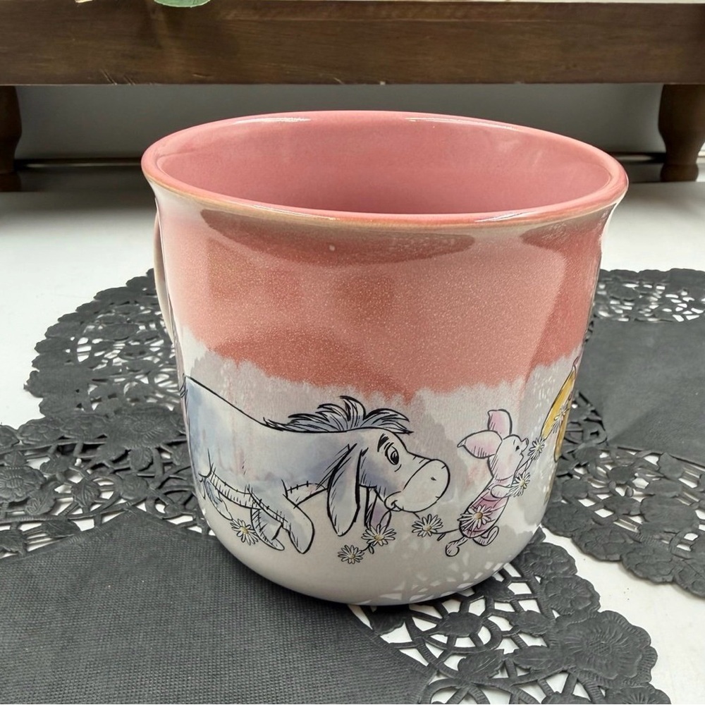 Disney Winnie the Pooh Oversized Pink Ceramic Mug Piglet Tigger Eeyore Pooh NWT